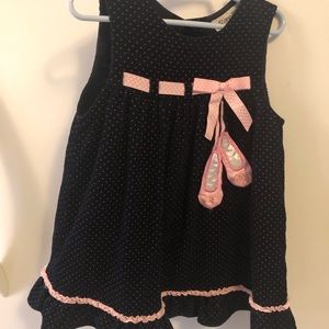 Two pc- Adorable Jumper Dress with pink long sleeve pull over shirt